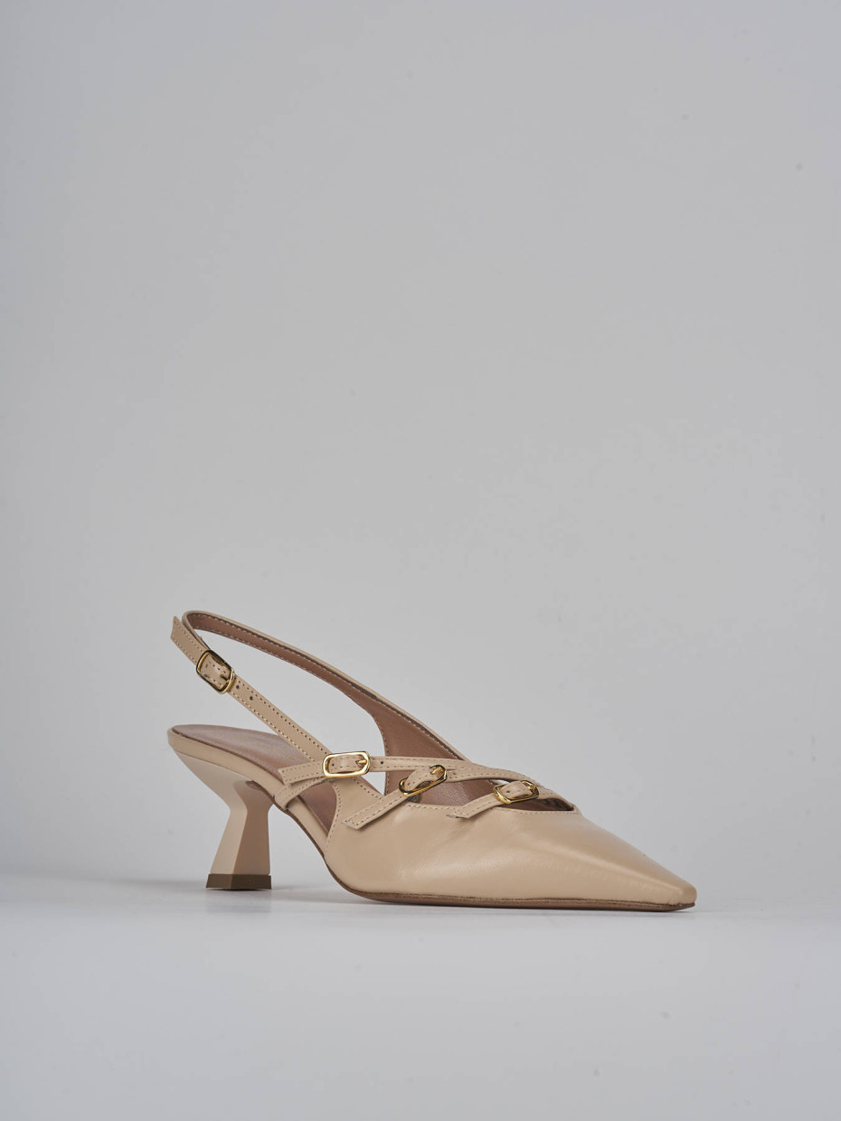 Décolleté e slingback tacco 6cm pelle beige