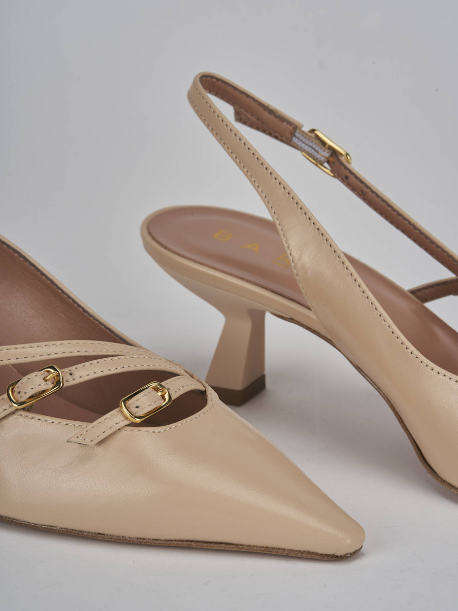 Décolleté e slingback tacco 6cm pelle beige