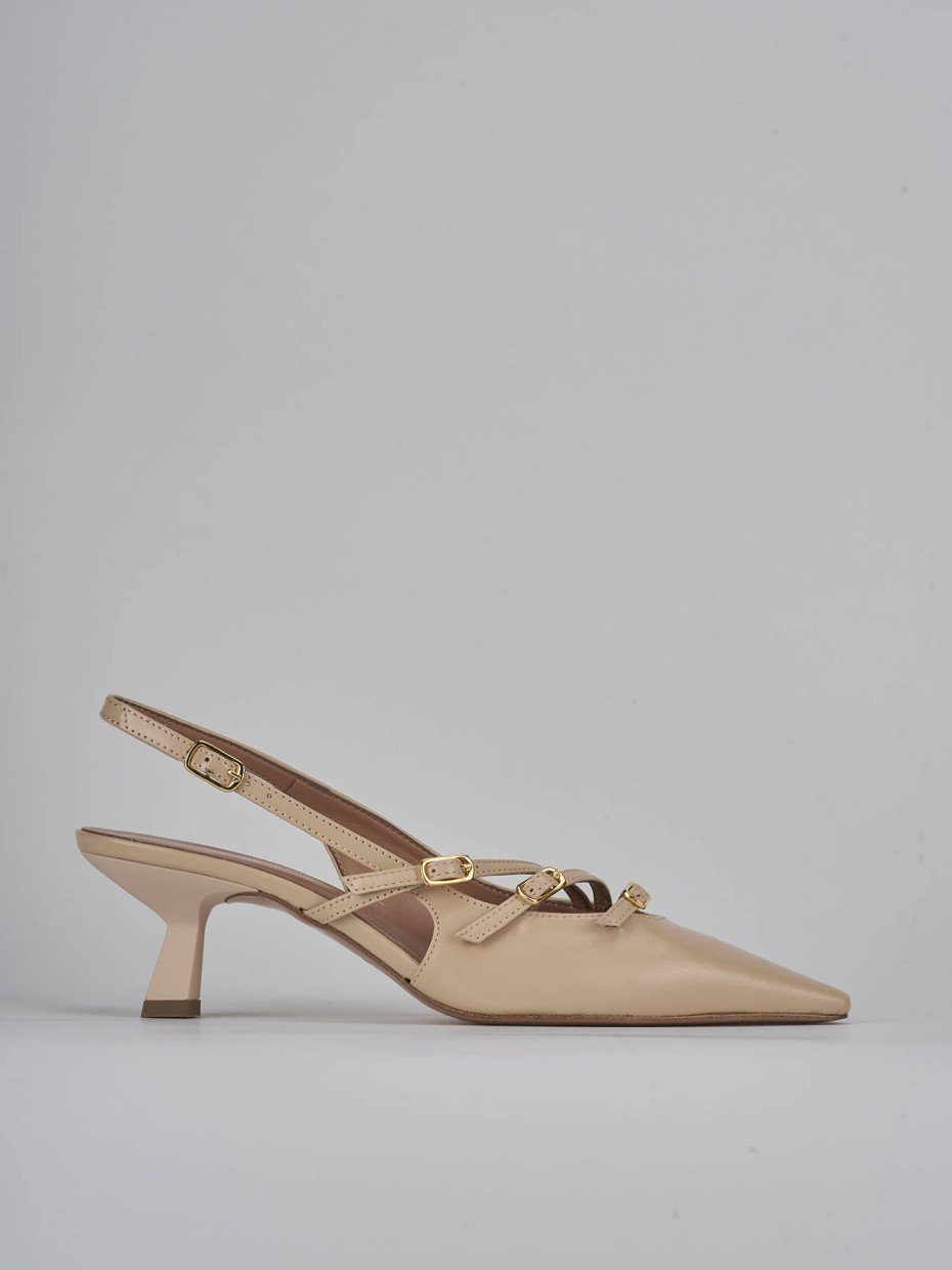 Décolleté e slingback tacco 6cm pelle beige