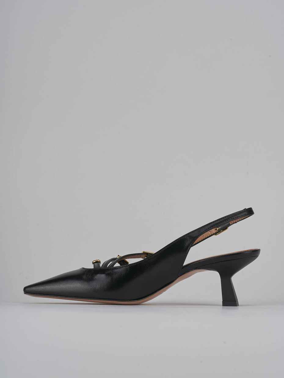 Décolleté e slingback tacco 6cm pelle nero