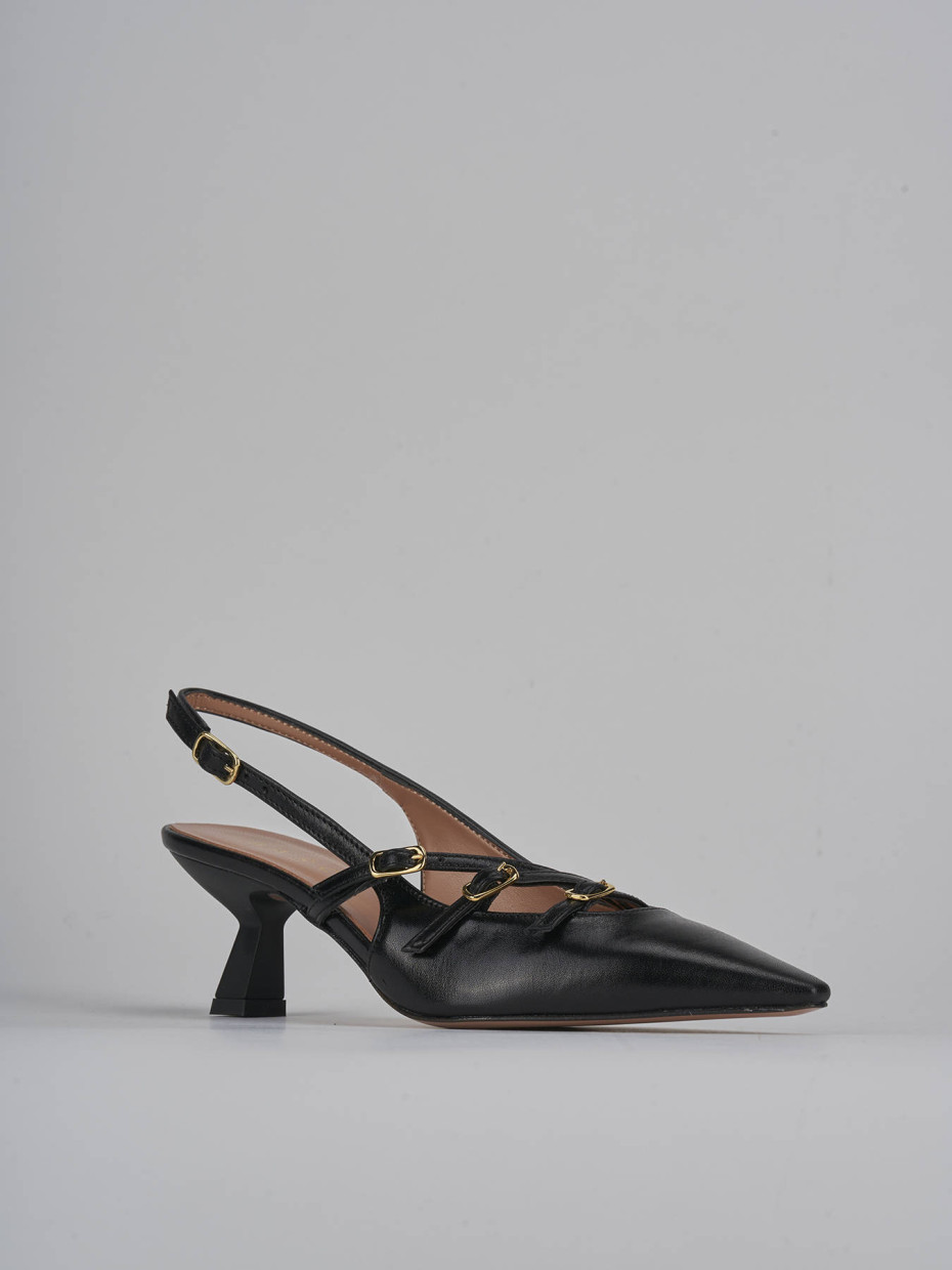 Décolleté e slingback tacco 6cm pelle nero