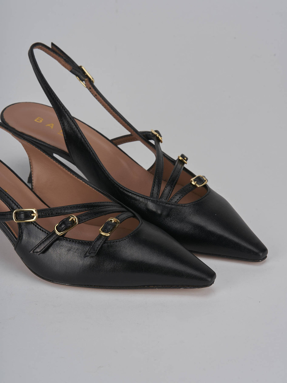 Décolleté e slingback tacco 6cm pelle nero
