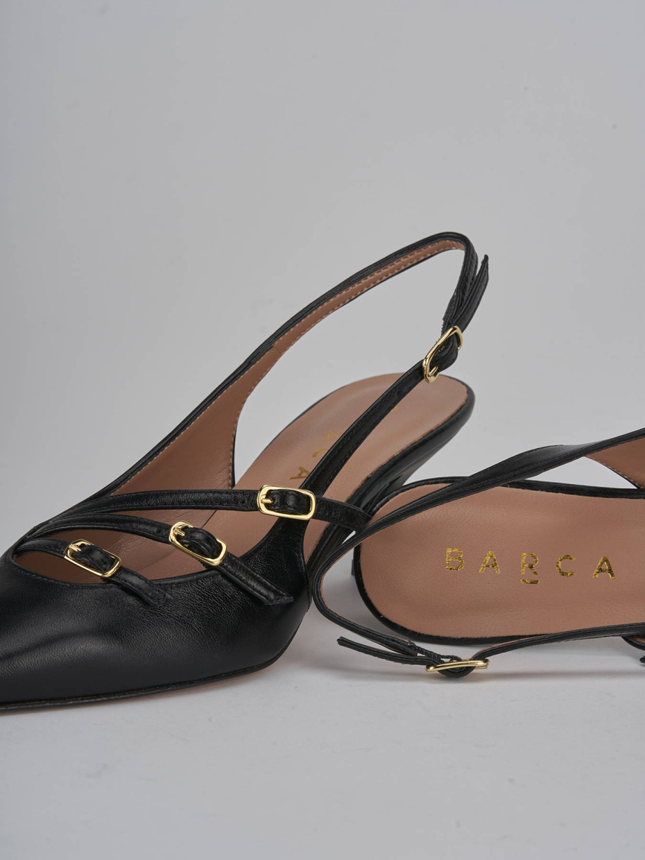 Décolleté e slingback tacco 6cm pelle nero