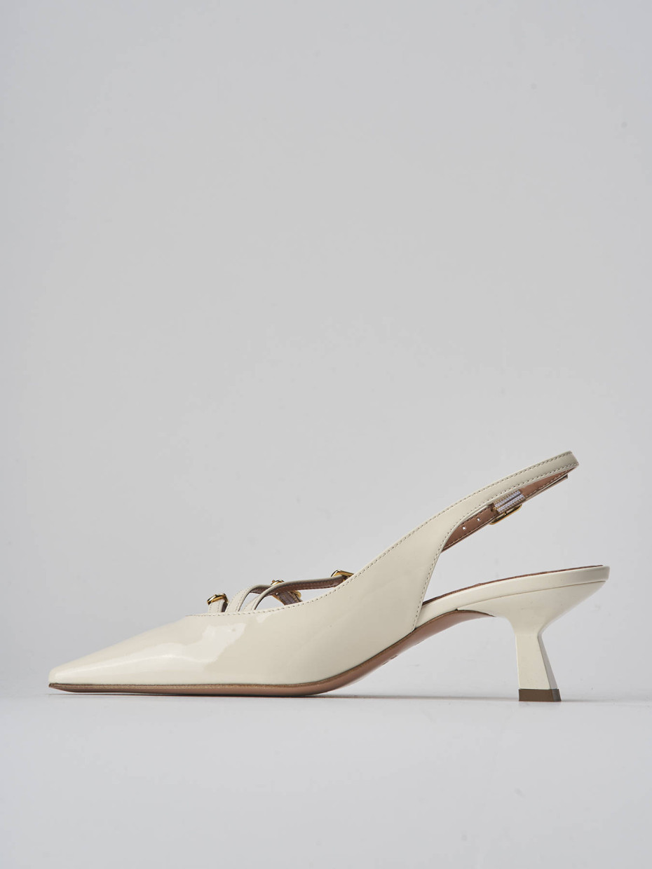 Décolleté e slingback tacco 6cm vernice bianco