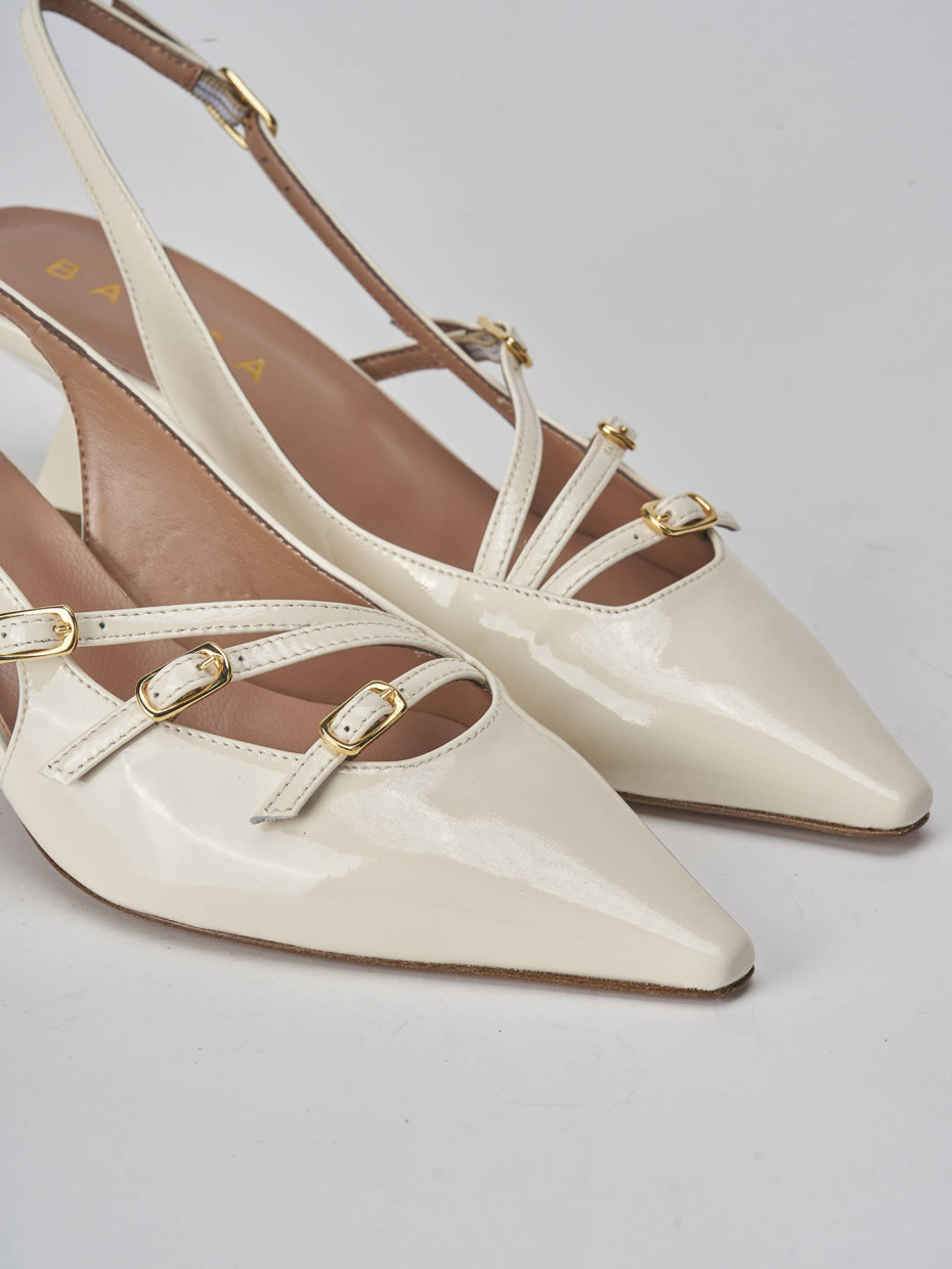 Décolleté e slingback tacco 6cm vernice bianco