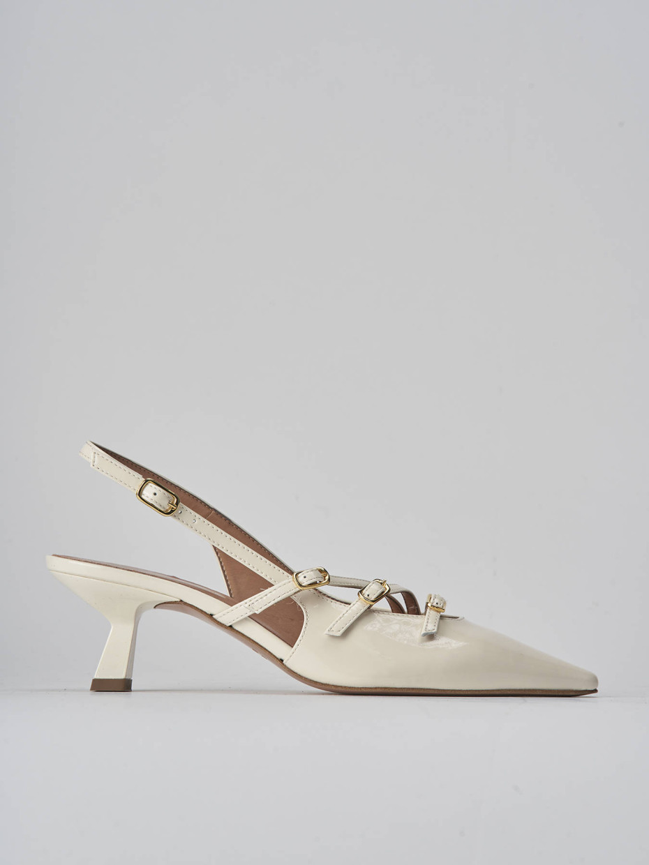 Décolleté e slingback tacco 6cm vernice bianco