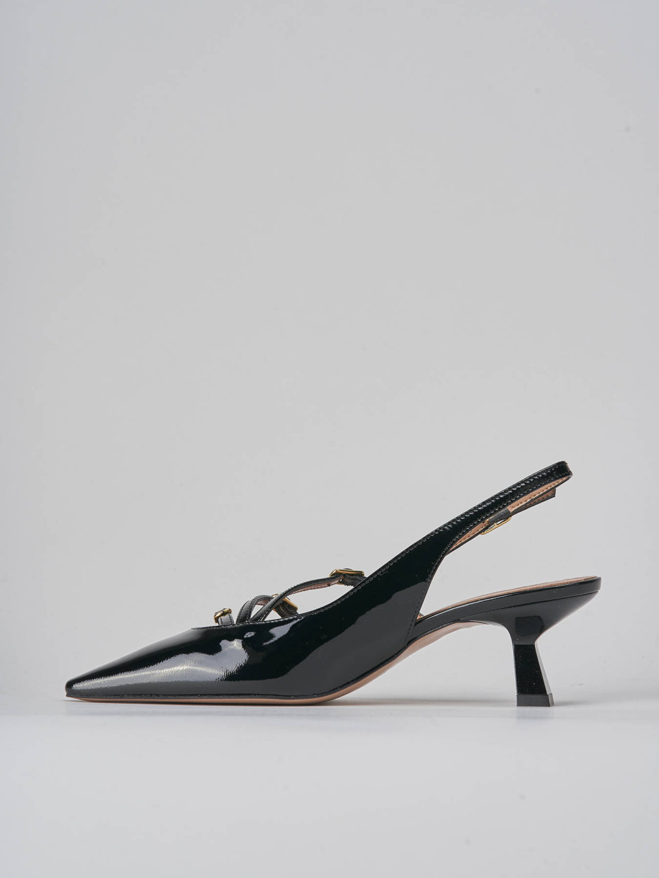 Décolleté e slingback tacco 6cm vernice nero