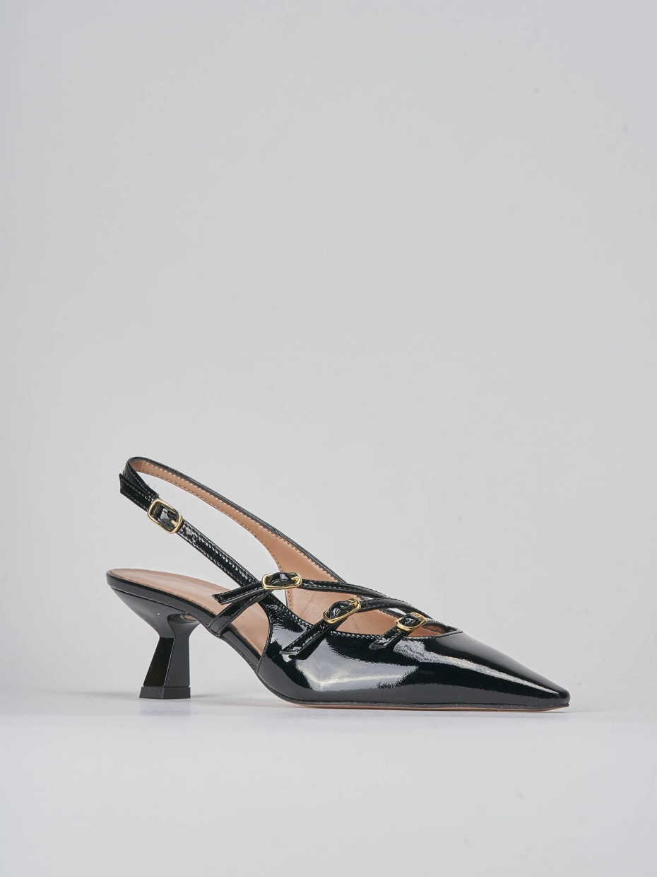 Décolleté e slingback tacco 6cm vernice nero