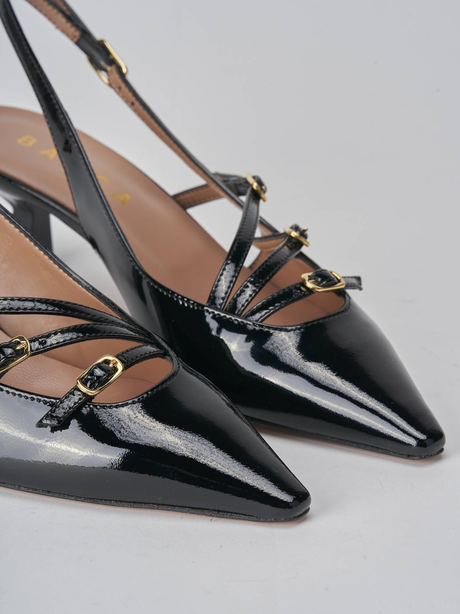 Décolleté e slingback tacco 6cm vernice nero