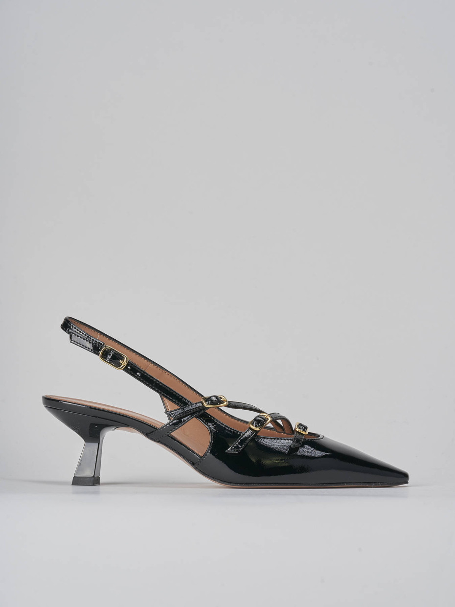 Décolleté e slingback tacco 6cm vernice nero