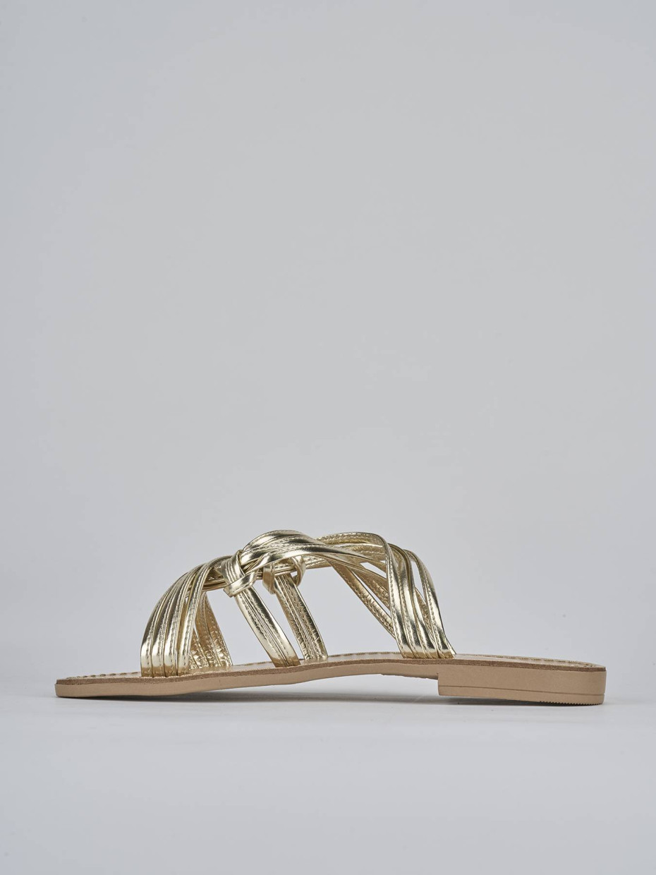 Ciabatta tacco 1 cm oro pelle