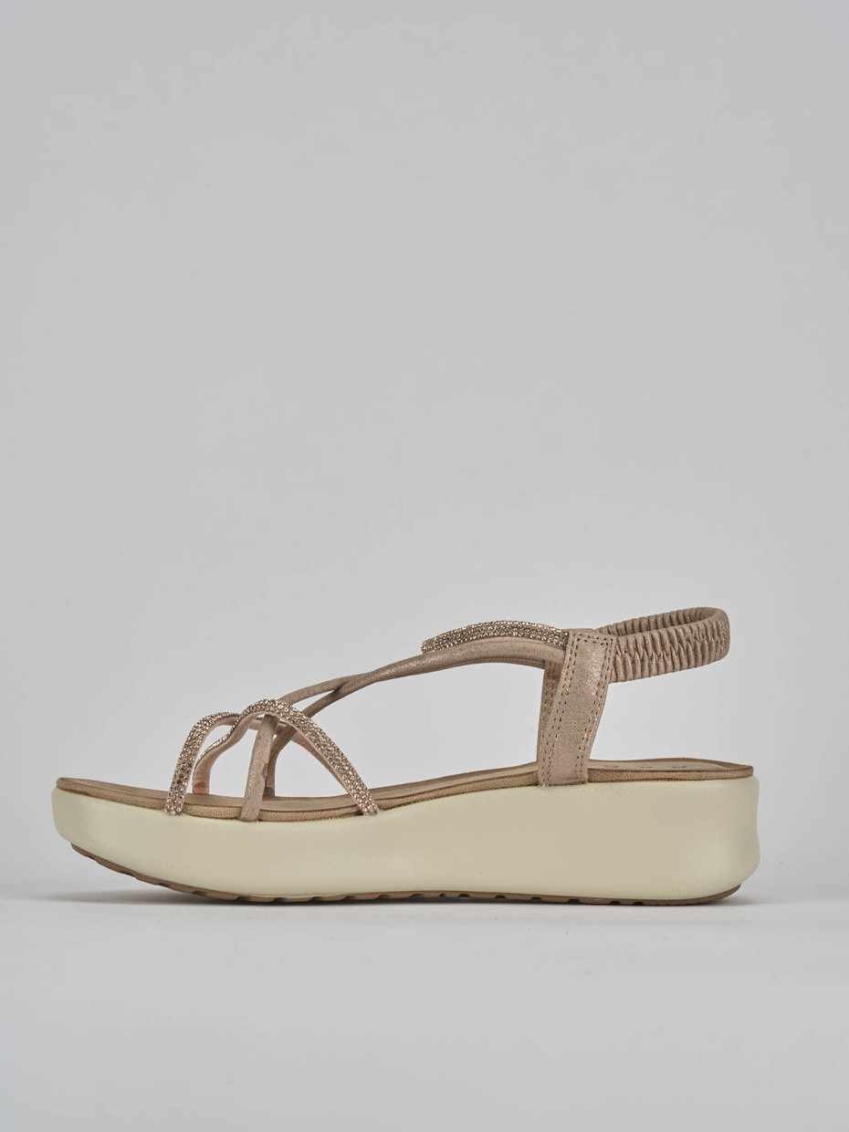 Sandali zeppa tacco 4cm pelle oro Barca Stores