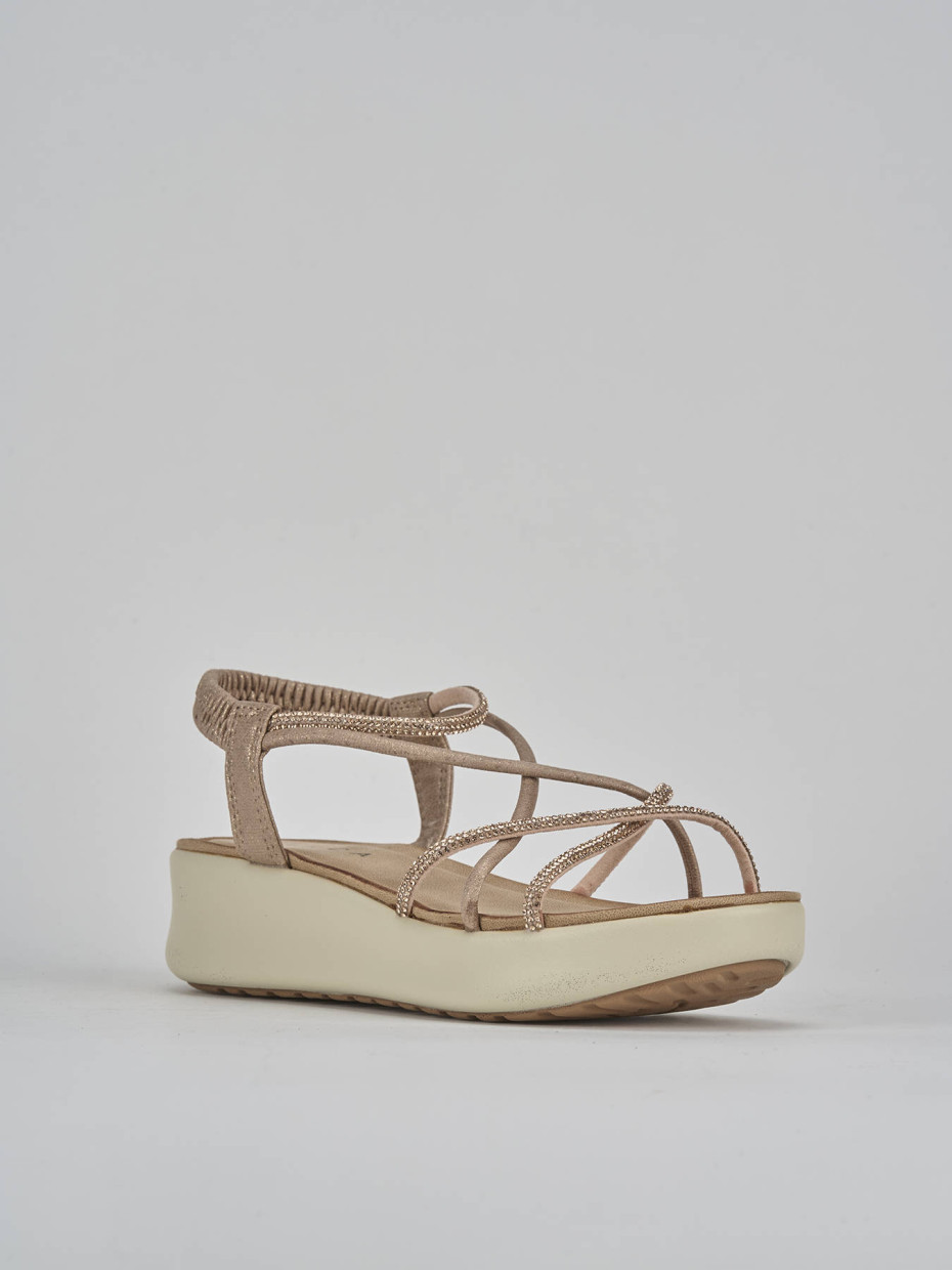 Sandali zeppa tacco 4cm pelle oro