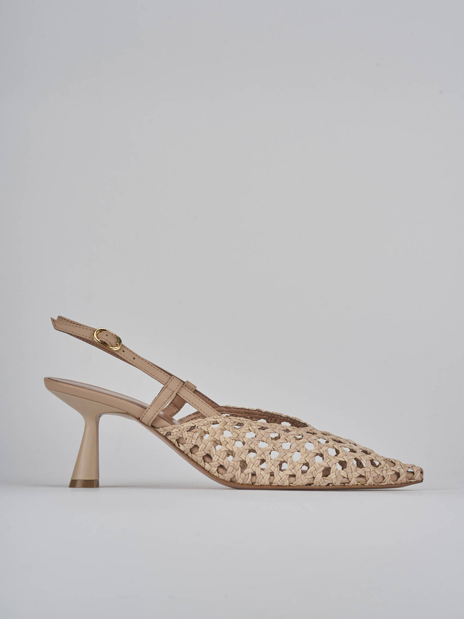 Décolleté e slingback tacco 7cm pelle beige