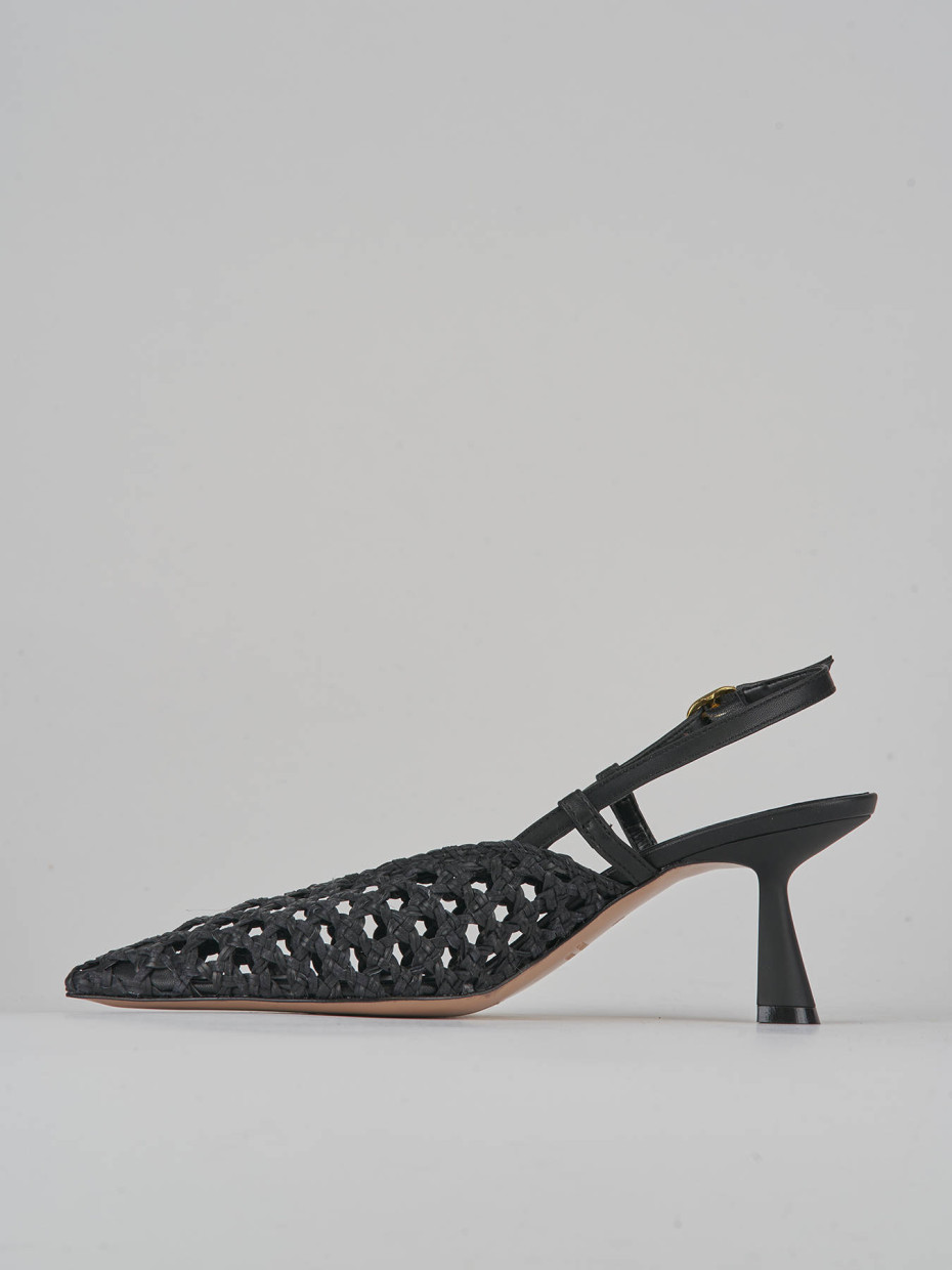 Décolleté e slingback tacco 7cm pelle nero