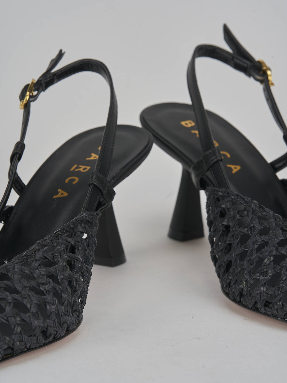 Décolleté e slingback tacco 7cm pelle nero