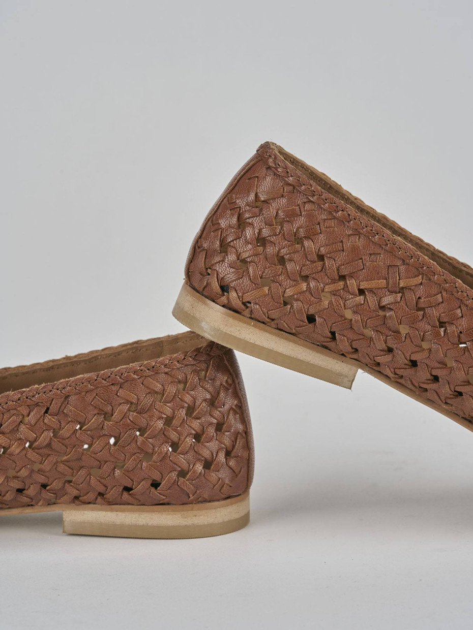 Ballerine tacco 1cm pelle marrone