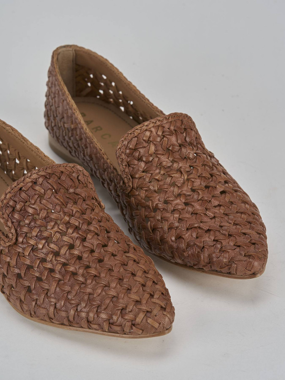 Ballerine tacco 1cm pelle marrone