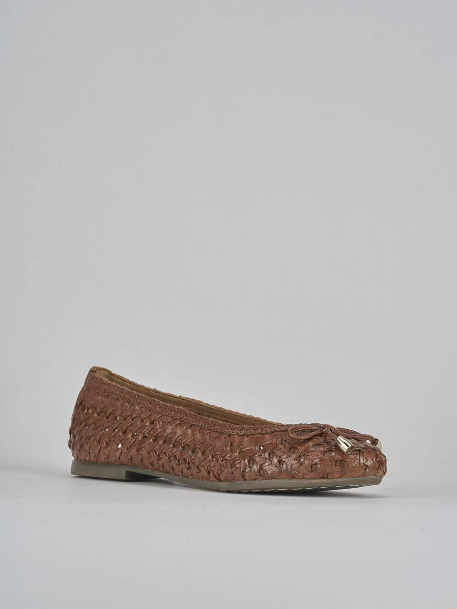 Ballerine tacco 1cm pelle marrone