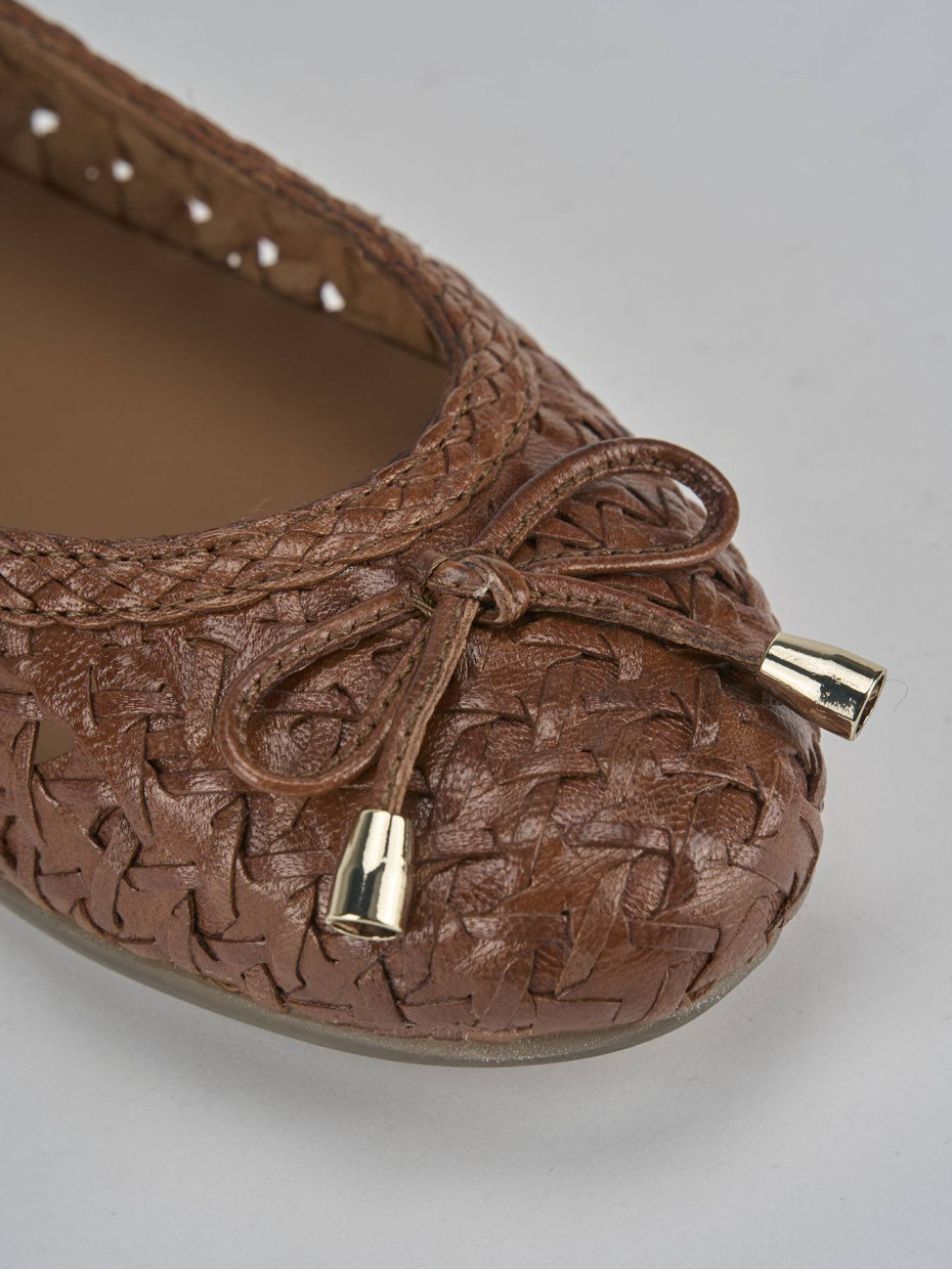 Ballerine tacco 1cm pelle marrone