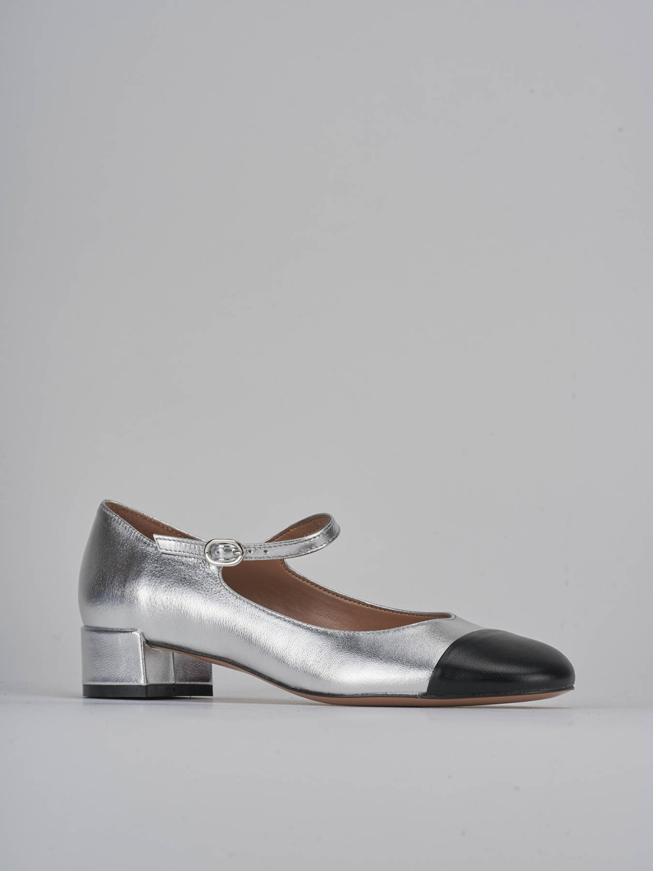 Décolleté e slingback tacco 3cm pelle argento