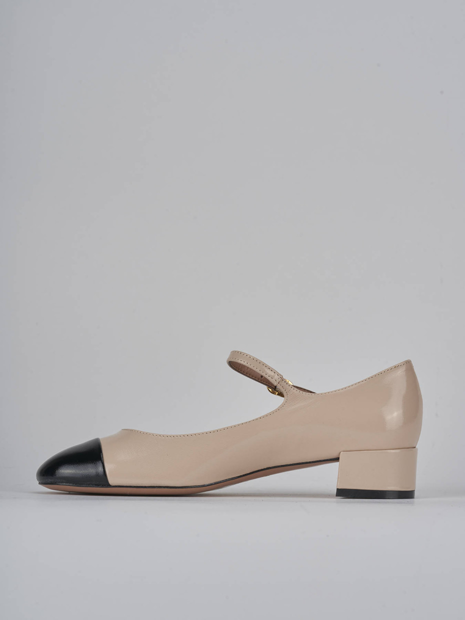 Décolleté e slingback tacco 3cm pelle beige