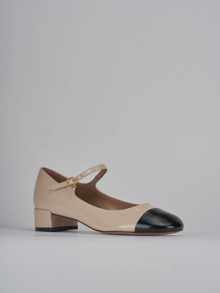 Décolleté e slingback tacco 3cm pelle beige