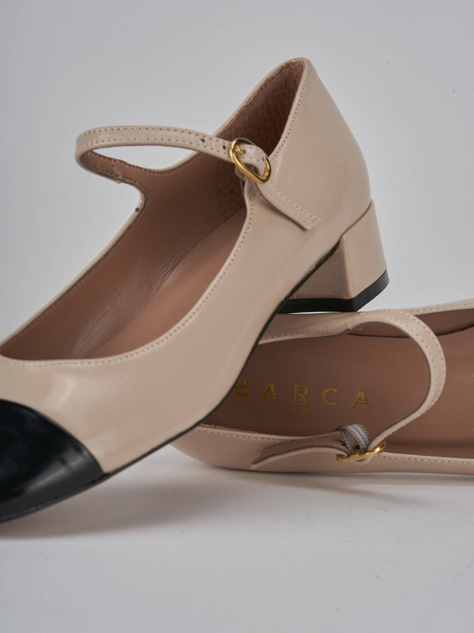 Décolleté e slingback tacco 3cm pelle beige