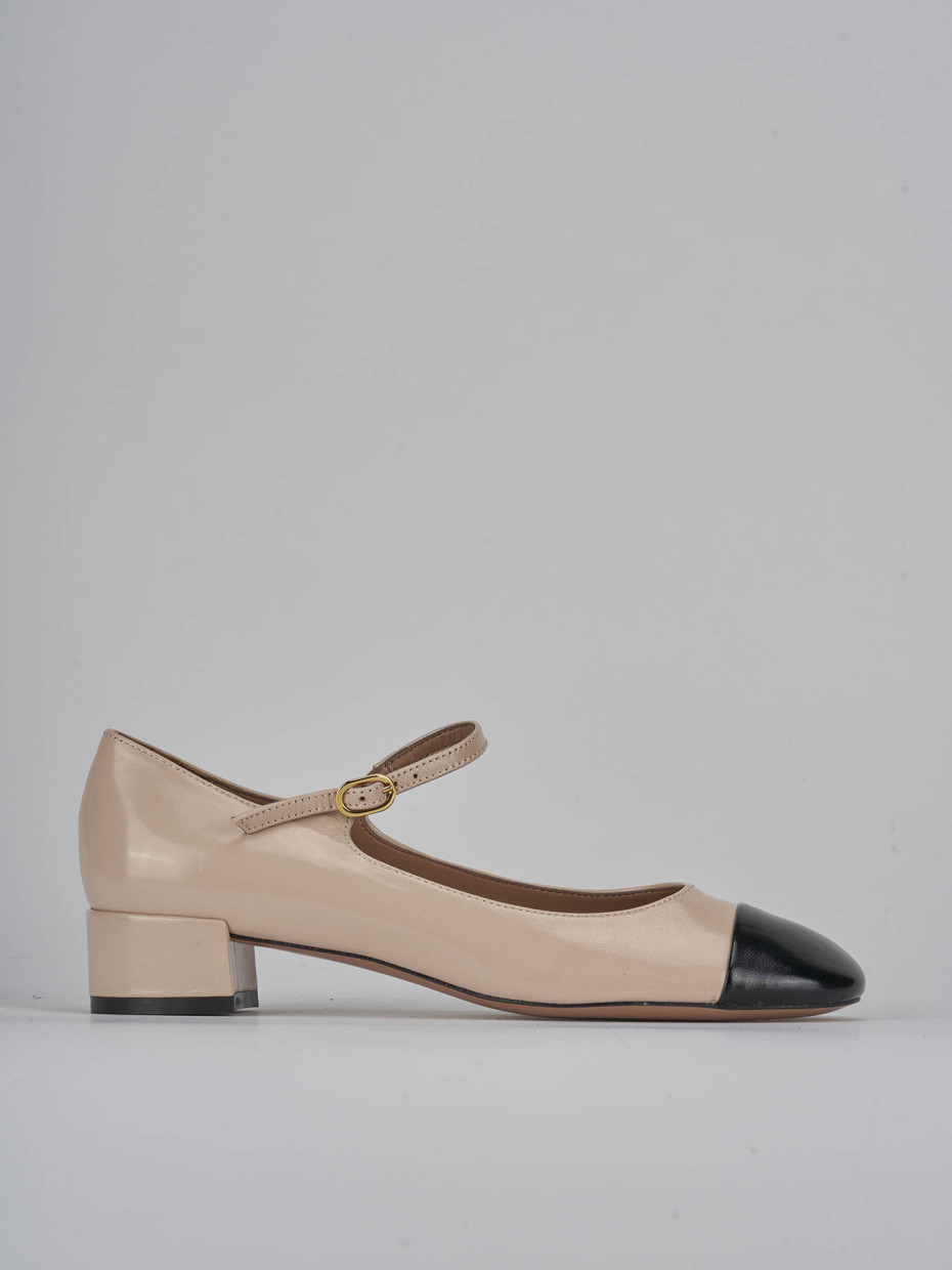 Décolleté e slingback tacco 3cm pelle beige