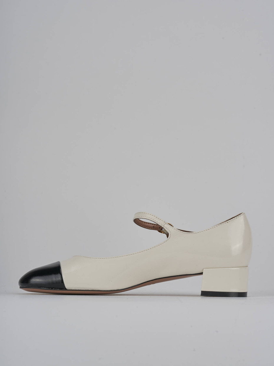 Décolleté e slingback tacco 3cm pelle bianco