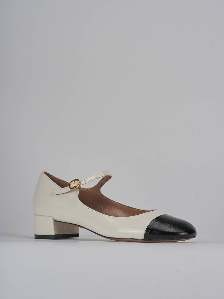 Décolleté e slingback tacco 3cm pelle bianco