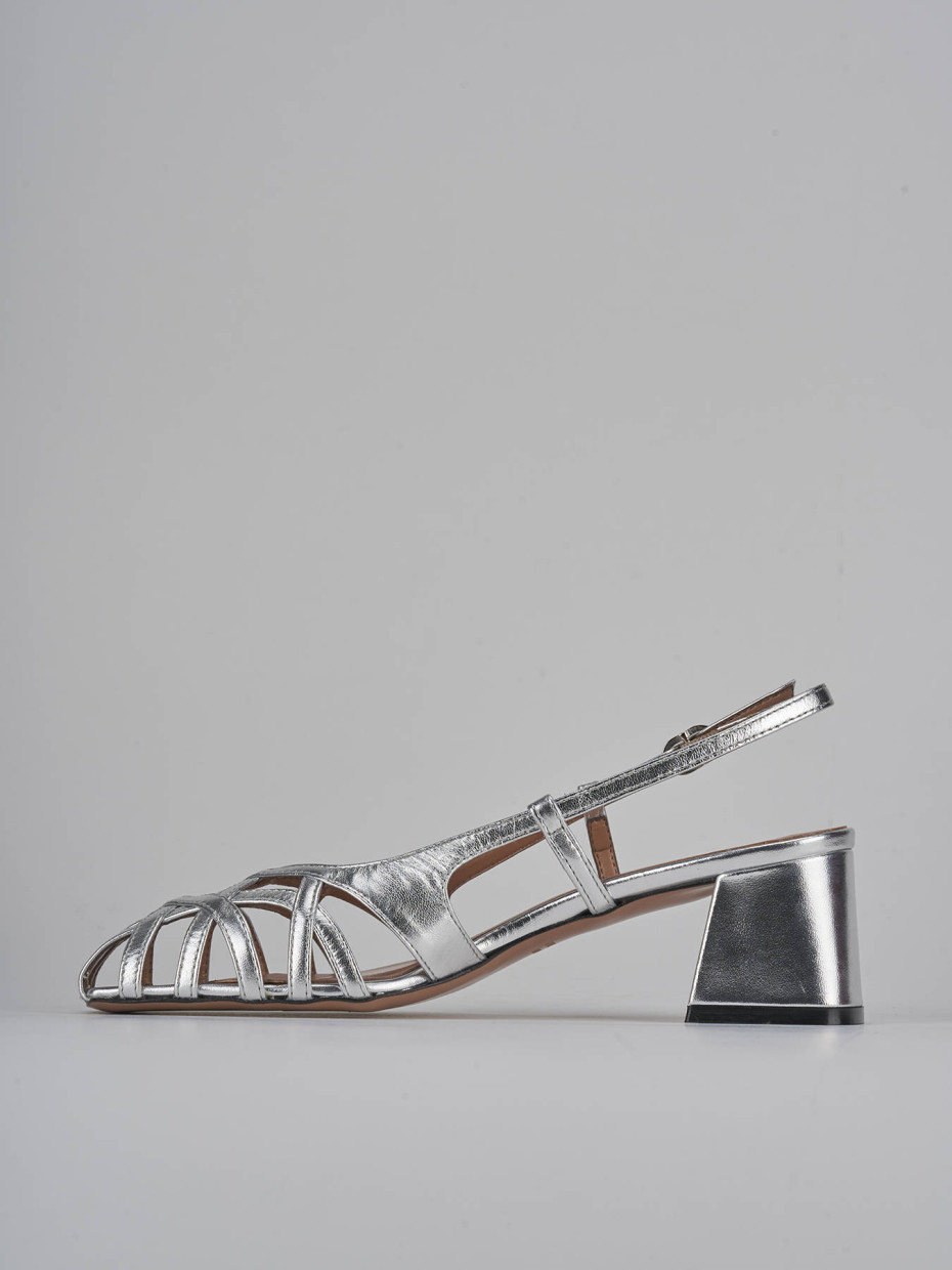 Décolleté e slingback tacco 6cm laminato argento