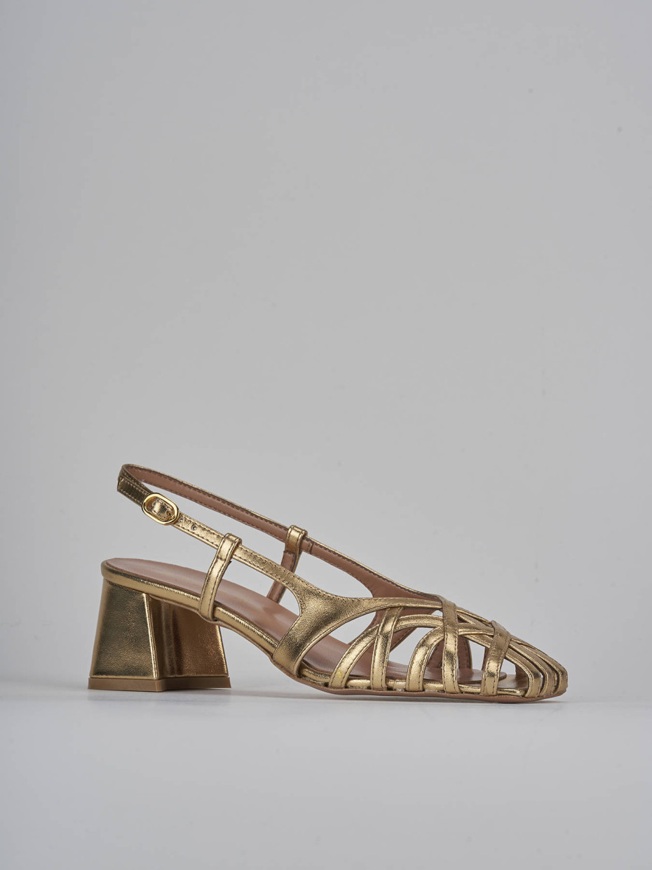 Décolleté e slingback tacco 6cm laminato oro