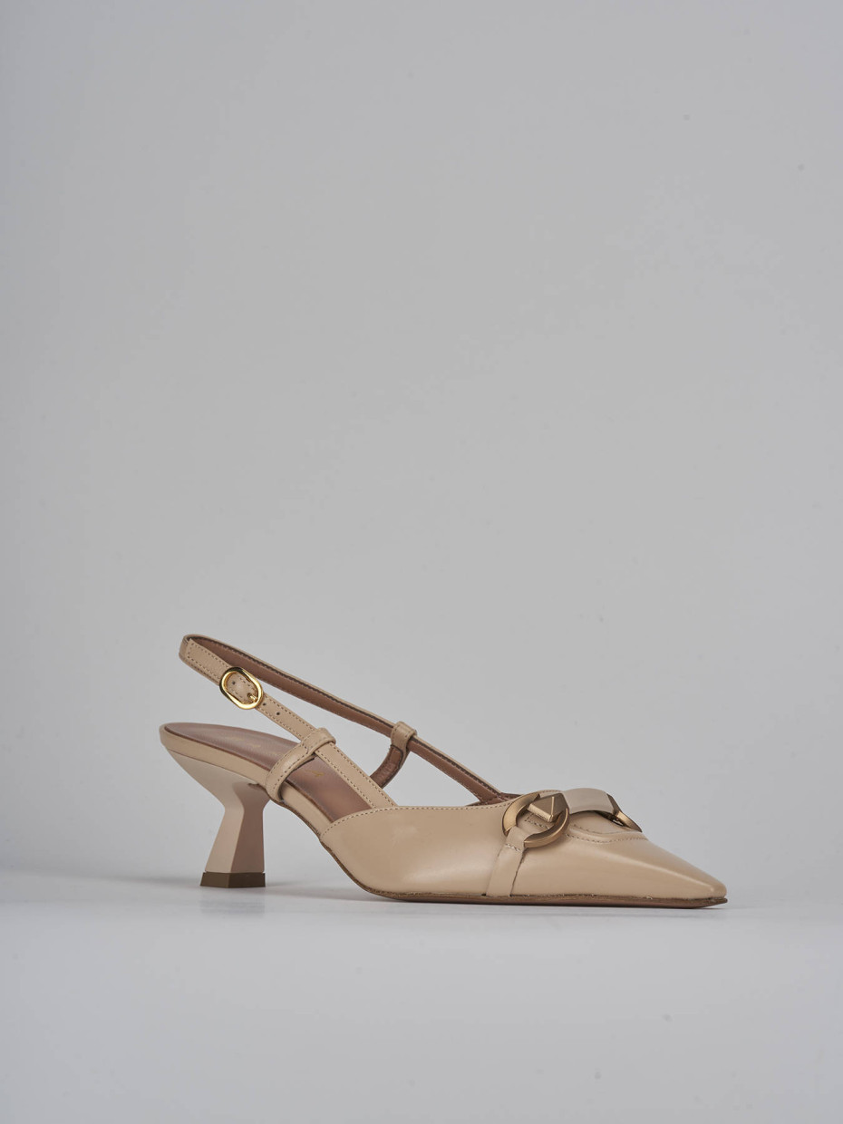 Décolleté e slingback tacco 6cm pelle beige