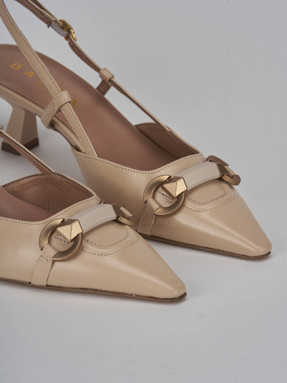 Décolleté e slingback tacco 6cm pelle beige