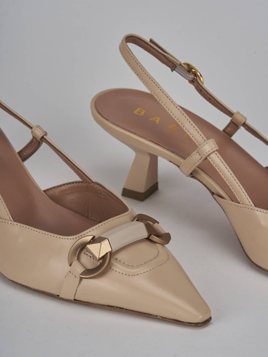 Décolleté e slingback tacco 6cm pelle beige