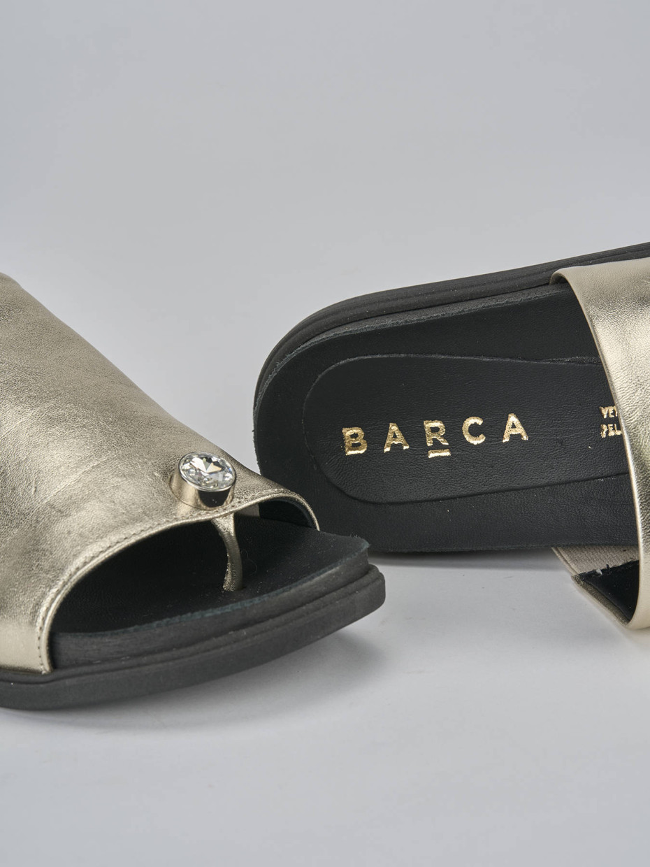 Ciabatte tacco 1cm pelle oro