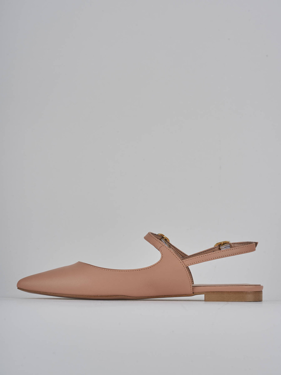 Ballerine tacco 1cm pelle rosa