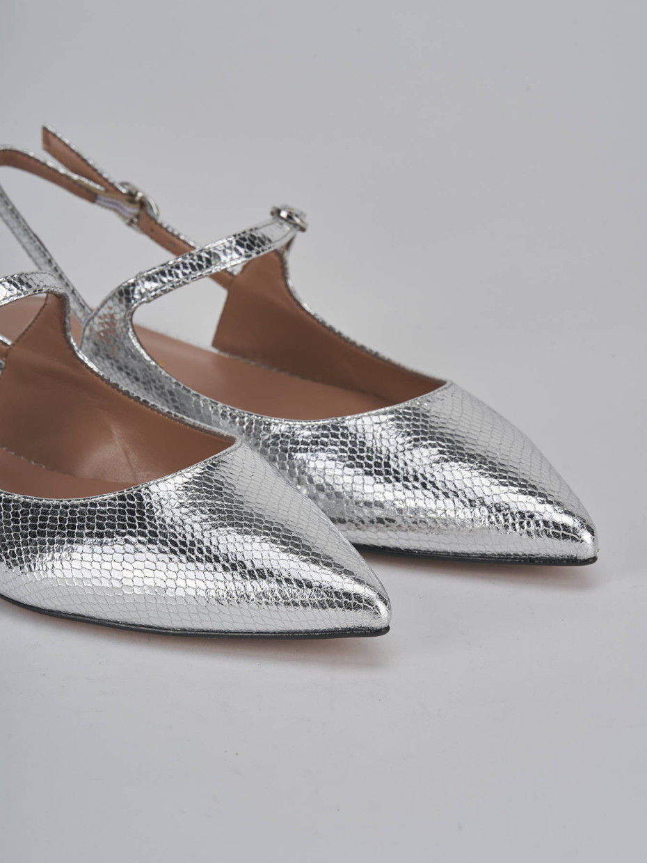 Ballerine tacco 1cm pelle argento Barca Stores