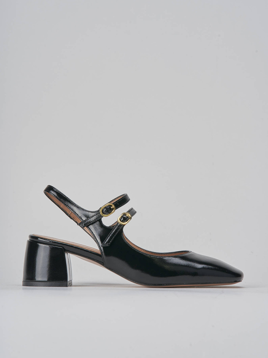 Décolleté e slingback tacco 5cm vernice nero