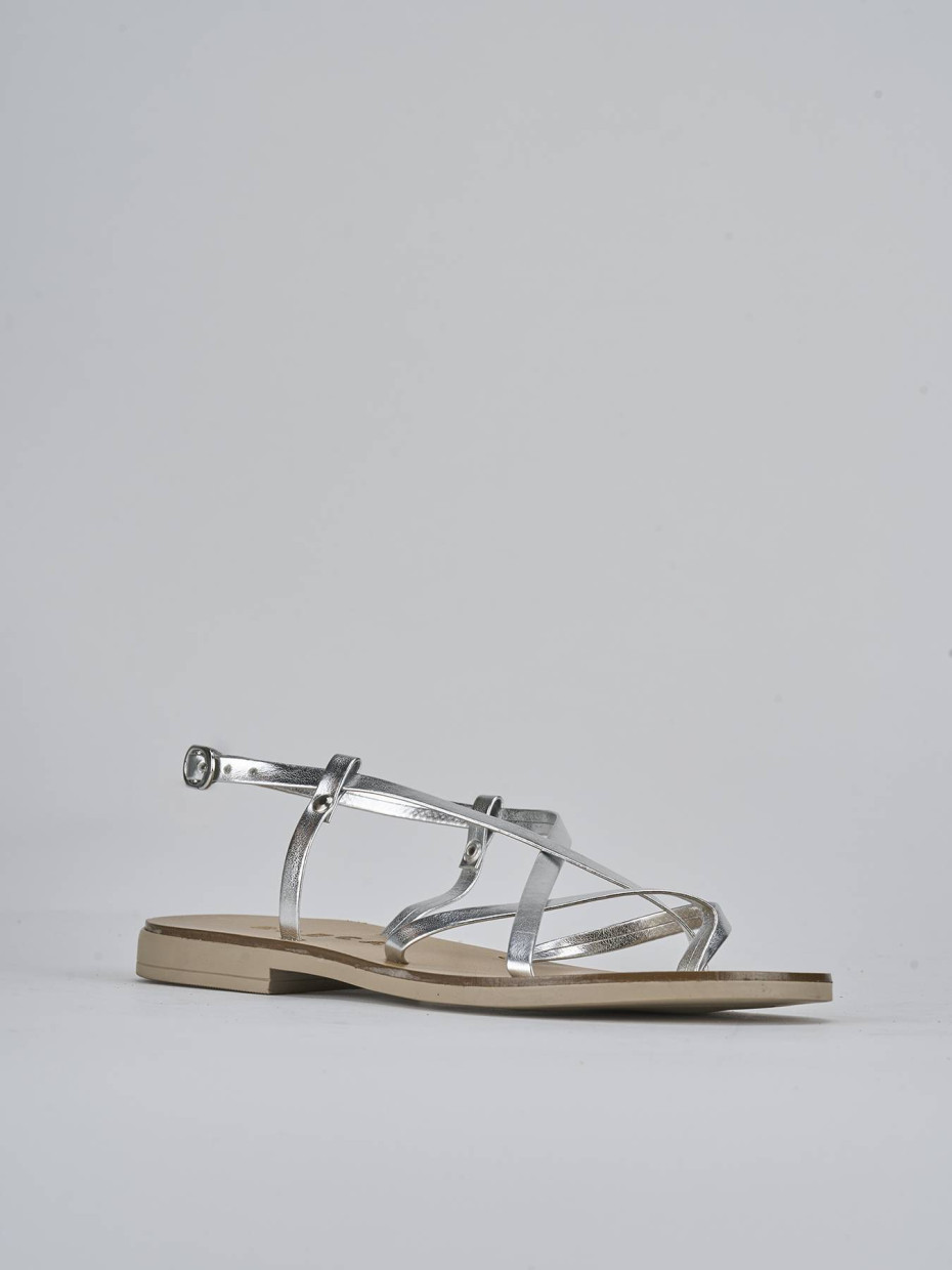 Sandali tacco 1cm pelle argento