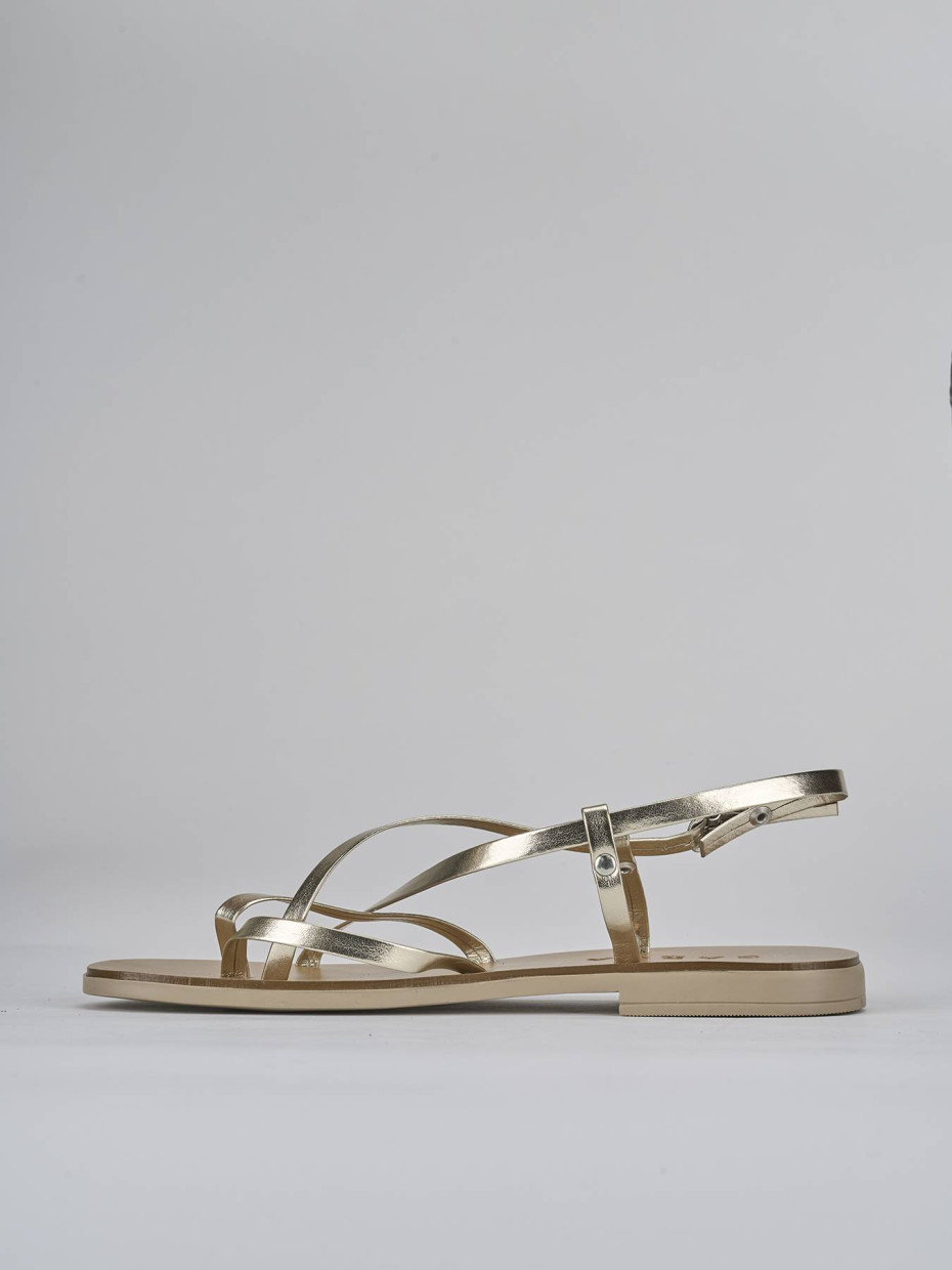 Sandali tacco 1cm pelle oro