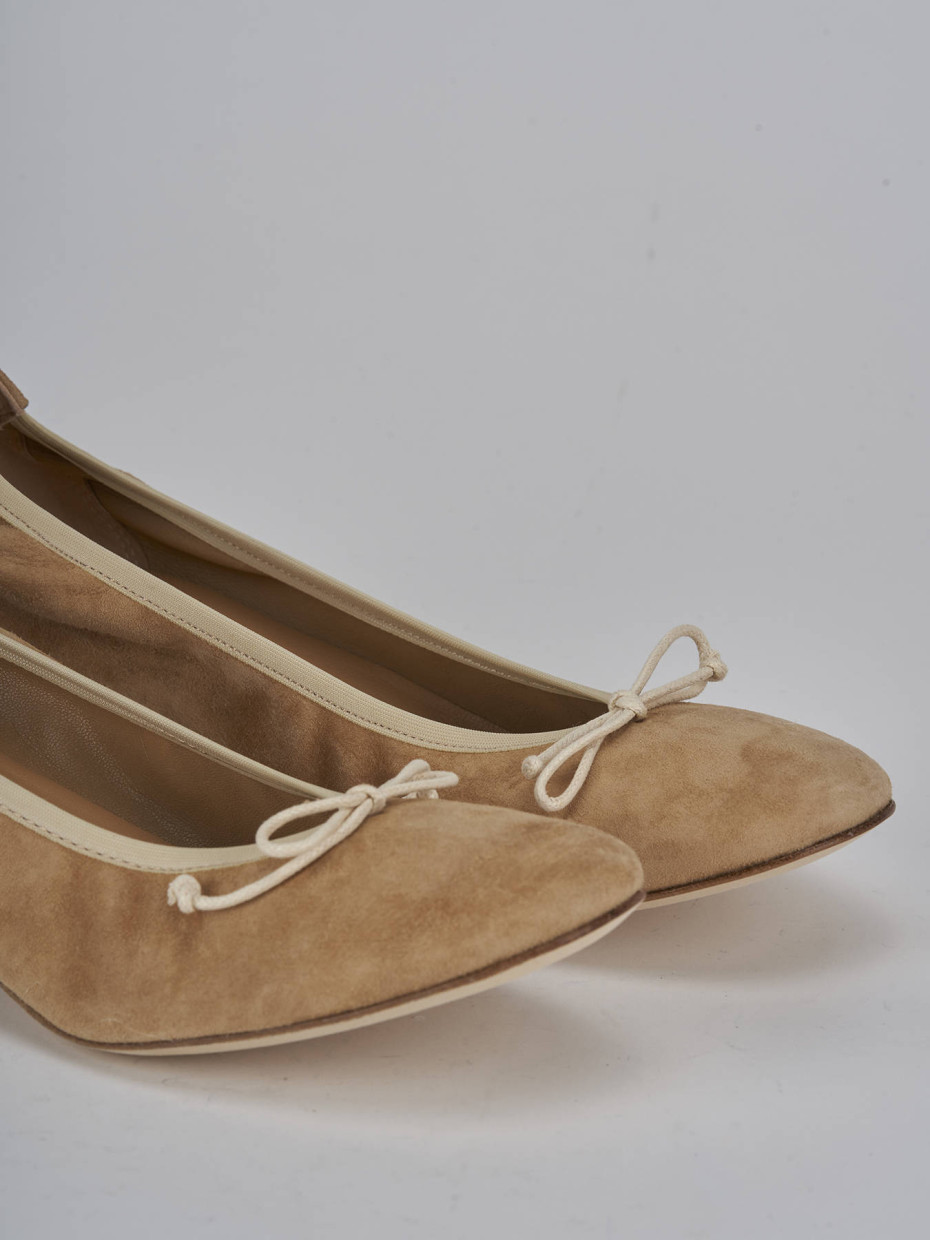 Ballerine tacco 4cm camoscio beige