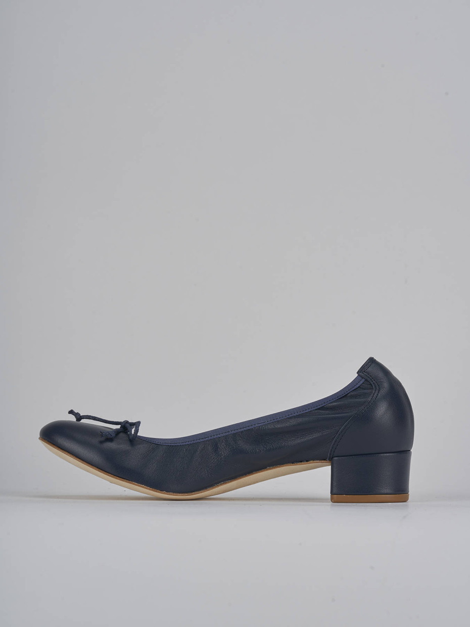 Ballerine tacco 4cm pelle blu