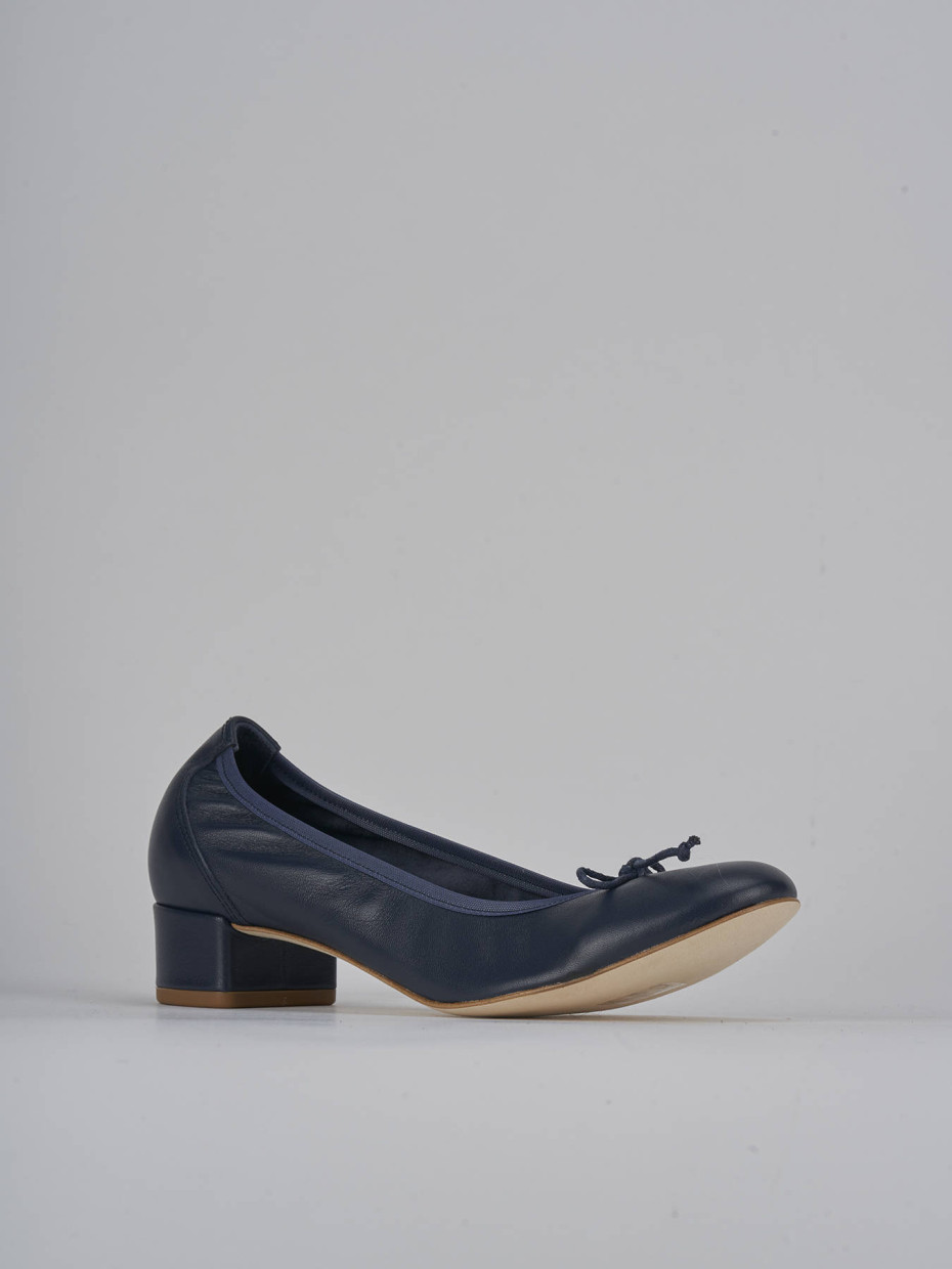 Ballerine tacco 4cm pelle blu