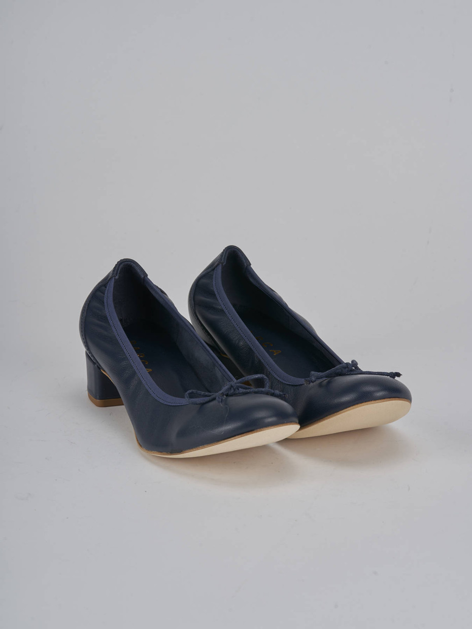 Ballerine tacco 4cm pelle blu