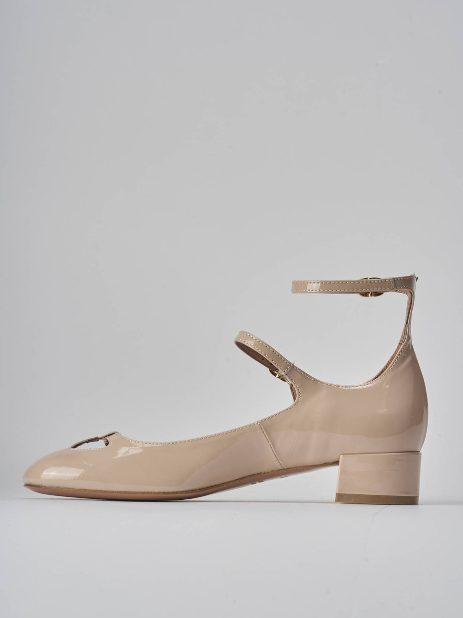 Décolleté e slingback tacco 3cm vernice beige