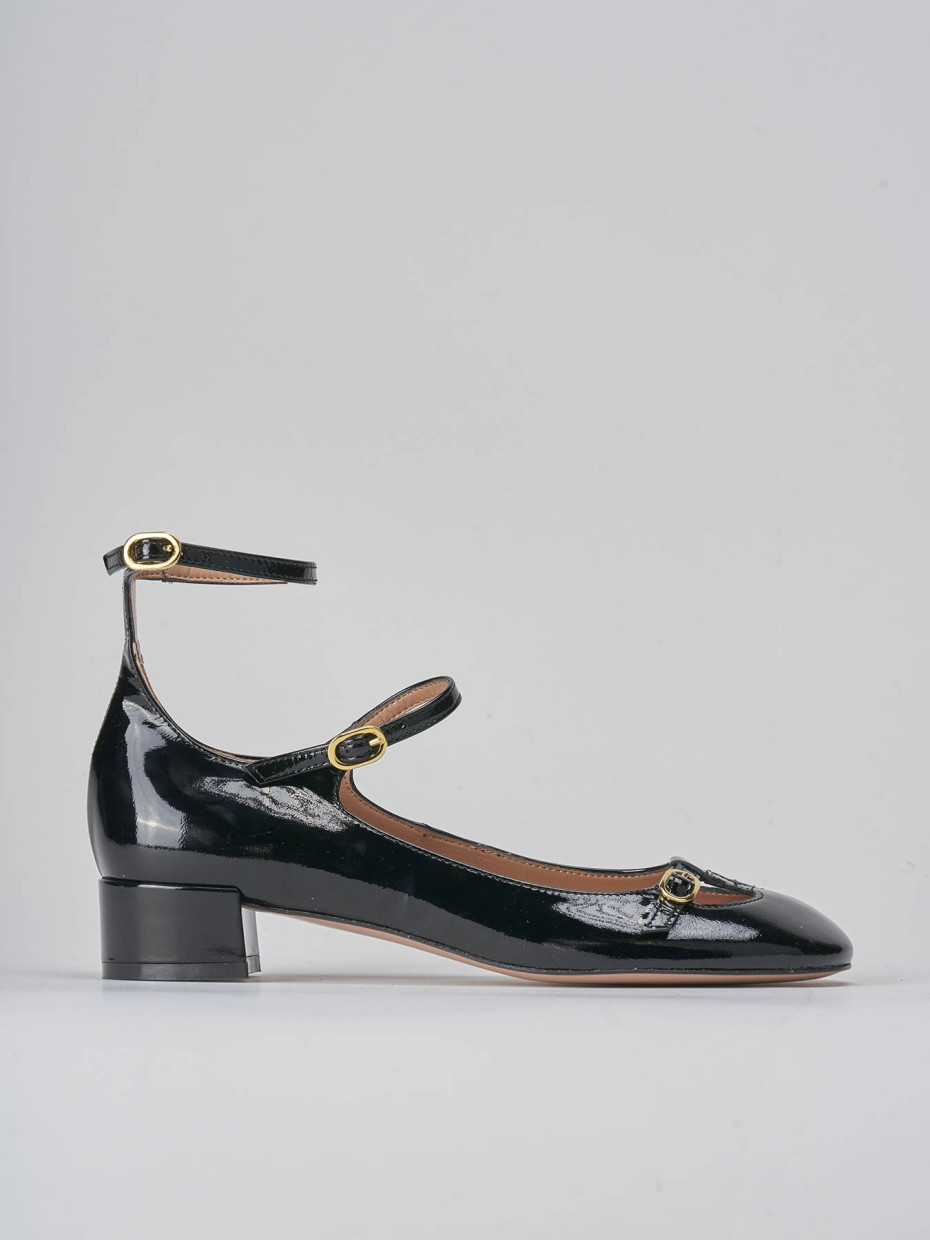 Décolleté e slingback tacco 3cm vernice nero