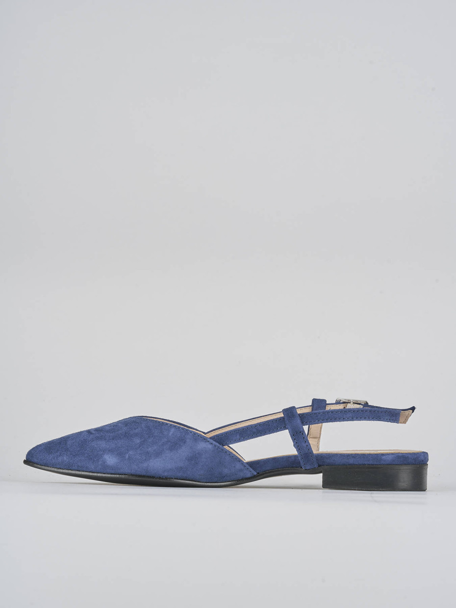 Ballerine tacco 1cm camoscio blu