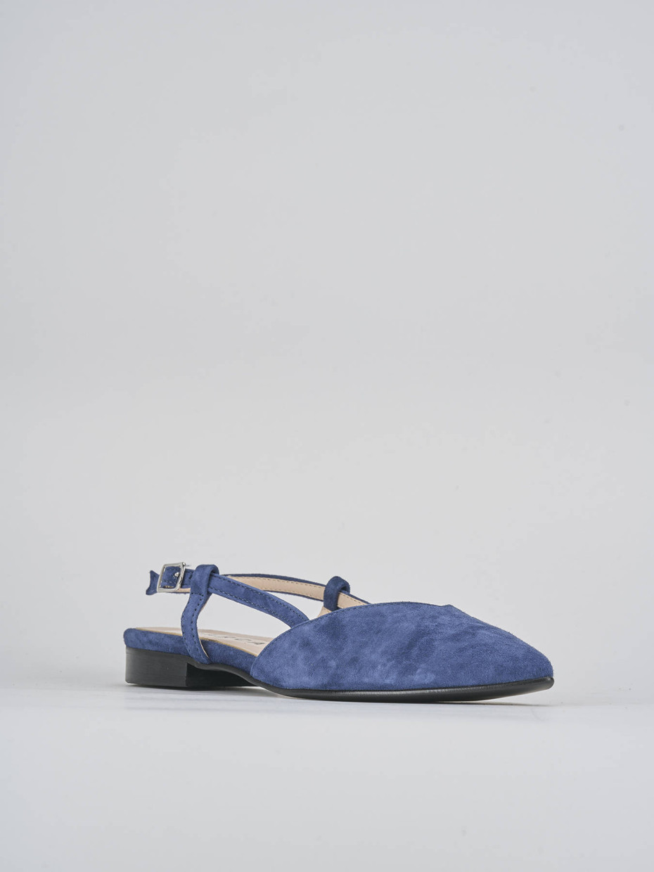 Ballerine tacco 1cm camoscio blu